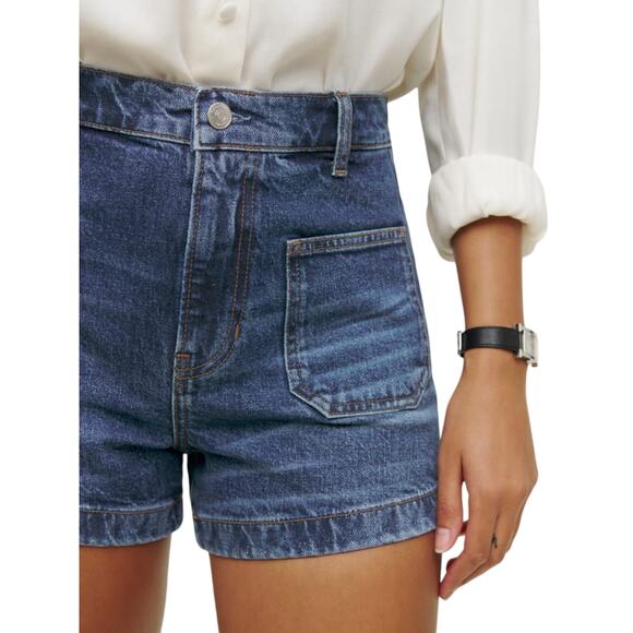 Reformation Pants - Reformation 'Alyssa' Blue Cotton Stretch High Rise 3.5"Jean Shorts Size 25
